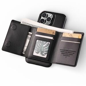 Black Leather Wallet Phone Case For IPhone 13 Pro